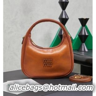 Famous Brand Miu Miu Wander Calf Leather Hobo Mini bag 5BC125 Cognac 2026