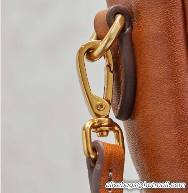 Famous Brand Miu Miu Wander Calf Leather Hobo Mini bag 5BC125 Cognac 2026