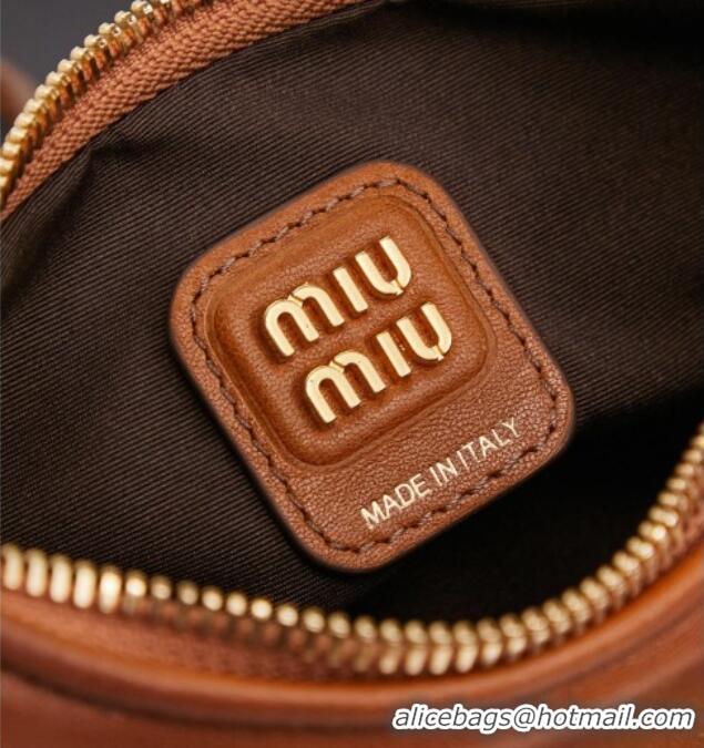 Famous Brand Miu Miu Wander Calf Leather Hobo Mini bag 5BC125 Cognac 2026