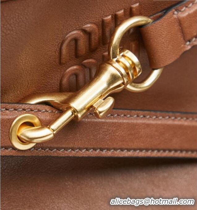 Modern Classic Miu Miu Aventure Nappa Leather Bucket Bag 5BE101 Brown 2026