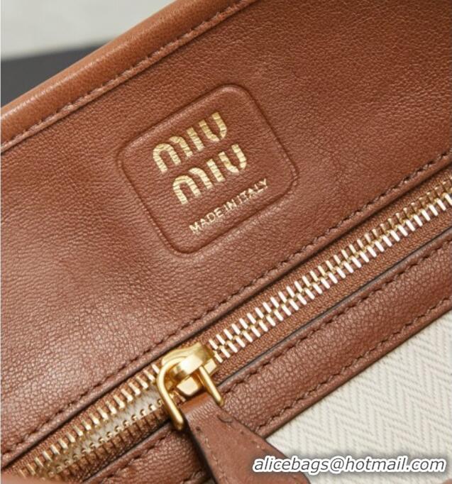 Modern Classic Miu Miu Aventure Nappa Leather Bucket Bag 5BE101 Brown 2026