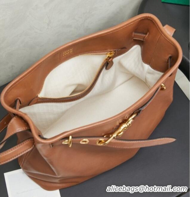 Modern Classic Miu Miu Aventure Nappa Leather Bucket Bag 5BE101 Brown 2026