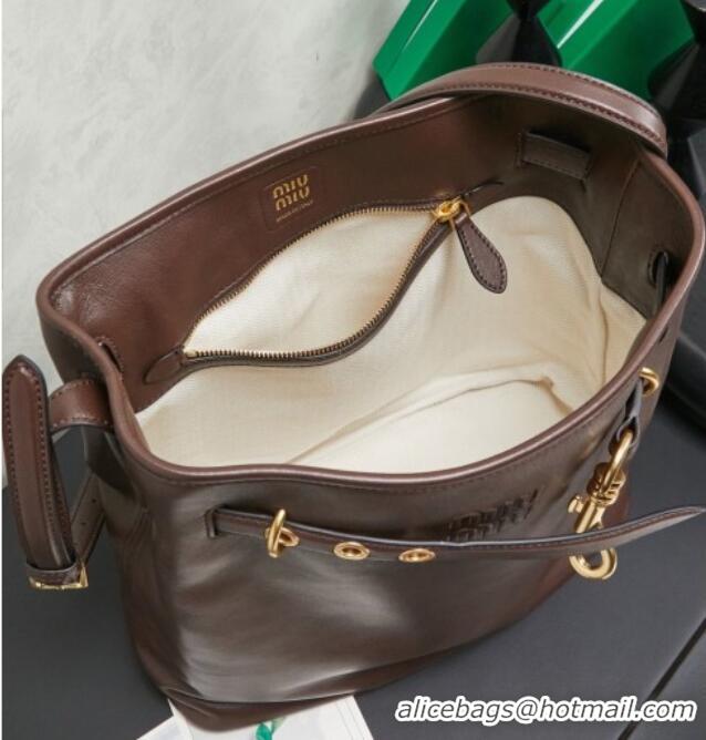 Shop Cheap Miu Miu Aventure Nappa Leather Bucket Bag 5BE101 Briar 2026