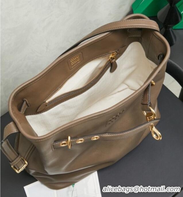 Market Sells Miu Miu Aventure Nappa Leather Bucket Bag 5BE101 Tundra 2026