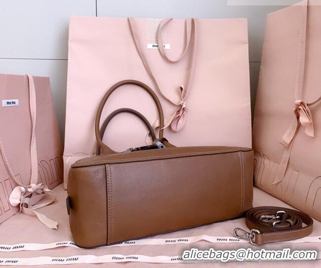 Luxury Discount Miu Miu Vivant Nappa Leather Bowling Bag 5BB199 Brown 2026