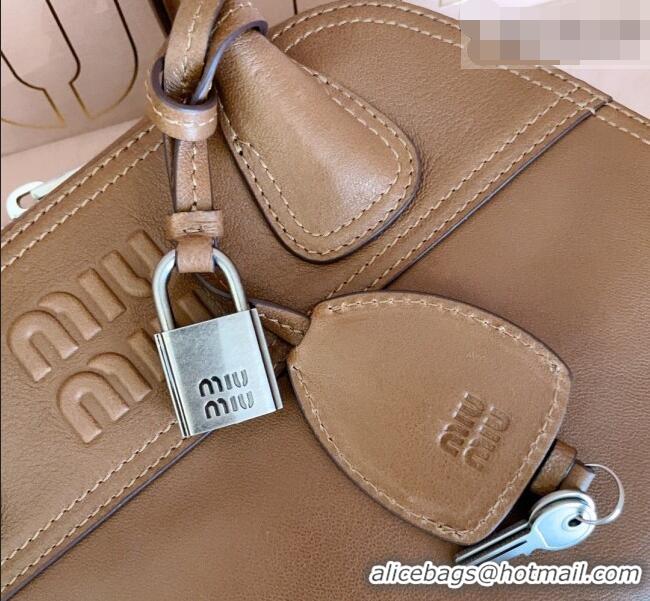 Luxury Discount Miu Miu Vivant Nappa Leather Bowling Bag 5BB199 Brown 2026
