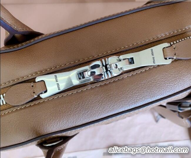 Luxury Discount Miu Miu Vivant Nappa Leather Bowling Bag 5BB199 Brown 2026