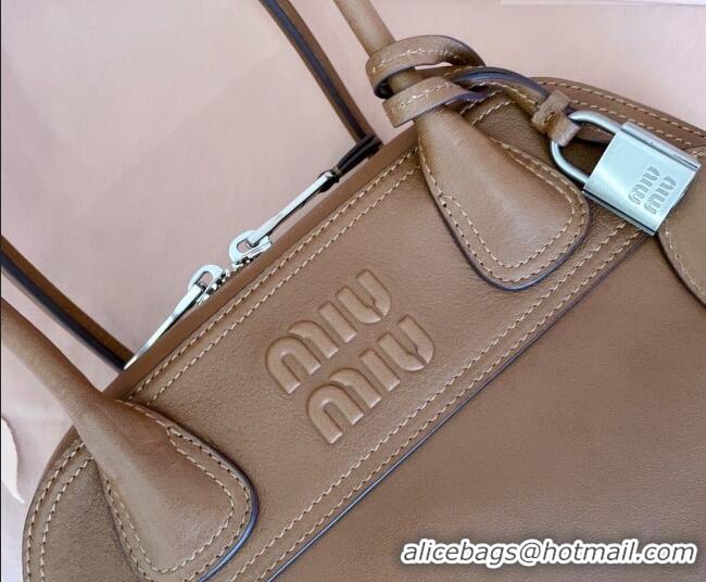 Luxury Discount Miu Miu Vivant Nappa Leather Bowling Bag 5BB199 Brown 2026