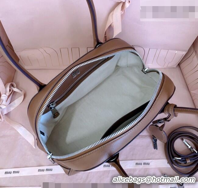 Luxury Discount Miu Miu Vivant Nappa Leather Bowling Bag 5BB199 Brown 2026