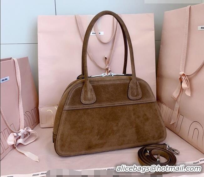 Traditional Specials Miu Miu Vivant Suede Bowling Bag 5BB199 Brown 2026
