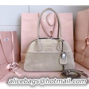 Popular Discount Miu Miu Vivant Suede Bowling Bag 5BB199 Grey 2026