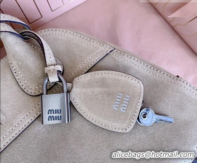 Popular Discount Miu Miu Vivant Suede Bowling Bag 5BB199 Grey 2026