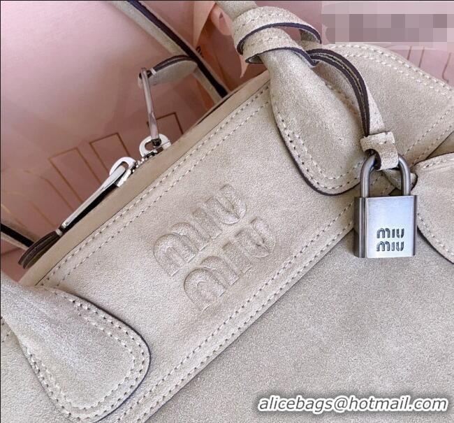 Popular Discount Miu Miu Vivant Suede Bowling Bag 5BB199 Grey 2026