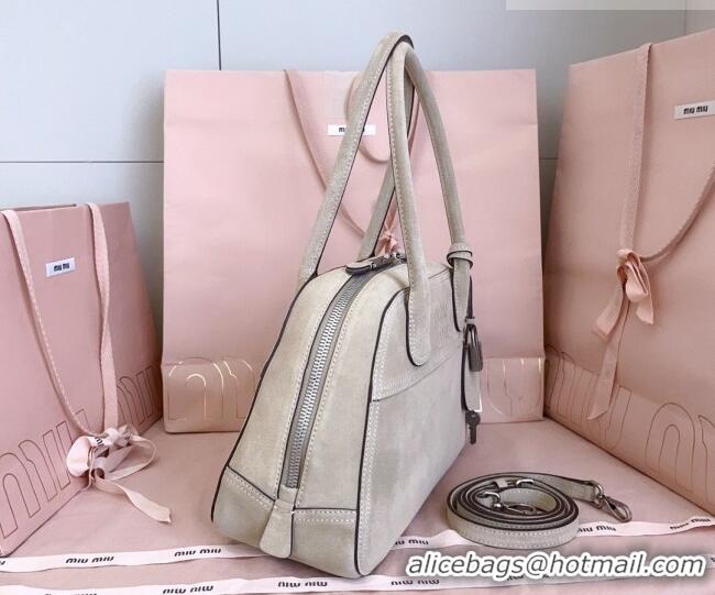 Popular Discount Miu Miu Vivant Suede Bowling Bag 5BB199 Grey 2026