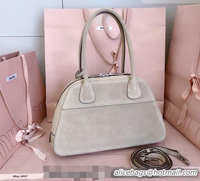 Popular Discount Miu Miu Vivant Suede Bowling Bag 5BB199 Grey 2026