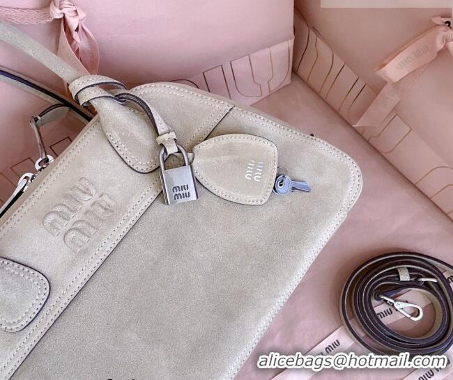 Popular Discount Miu Miu Vivant Suede Bowling Bag 5BB199 Grey 2026