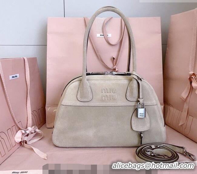 Popular Discount Miu Miu Vivant Suede Bowling Bag 5BB199 Grey 2026
