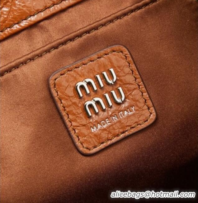 Best Price Miu Miu Crinkle Leather Backpack 5BZ043 Brown 2026