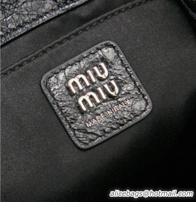 Best Price Miu Miu Crinkle Leather Backpack 5BZ043 Black 2026