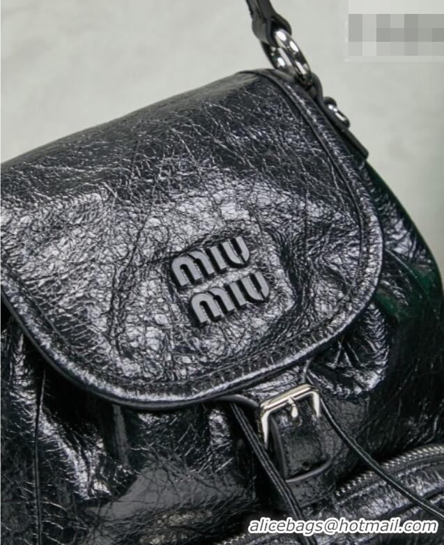 Best Price Miu Miu Crinkle Leather Backpack 5BZ043 Black 2026