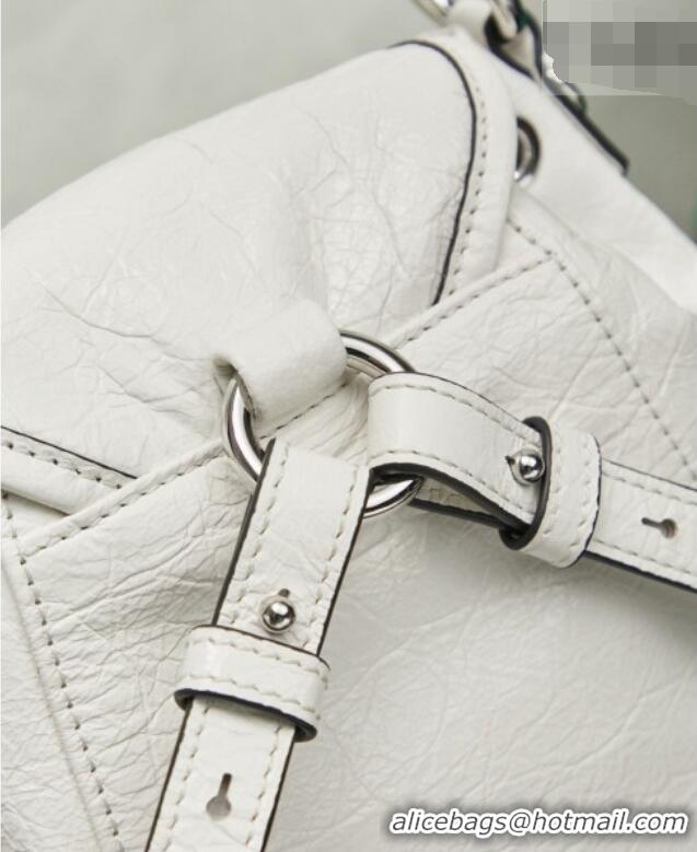 Sophisticated Discount Miu Miu Crinkle Leather Backpack 5BZ043 White 2026