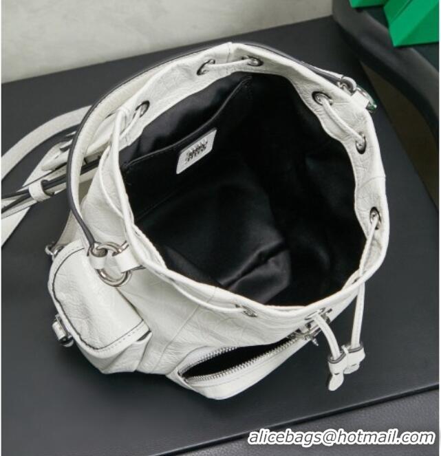 Sophisticated Discount Miu Miu Crinkle Leather Backpack 5BZ043 White 2026