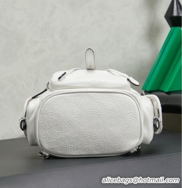 Sophisticated Discount Miu Miu Crinkle Leather Backpack 5BZ043 White 2026