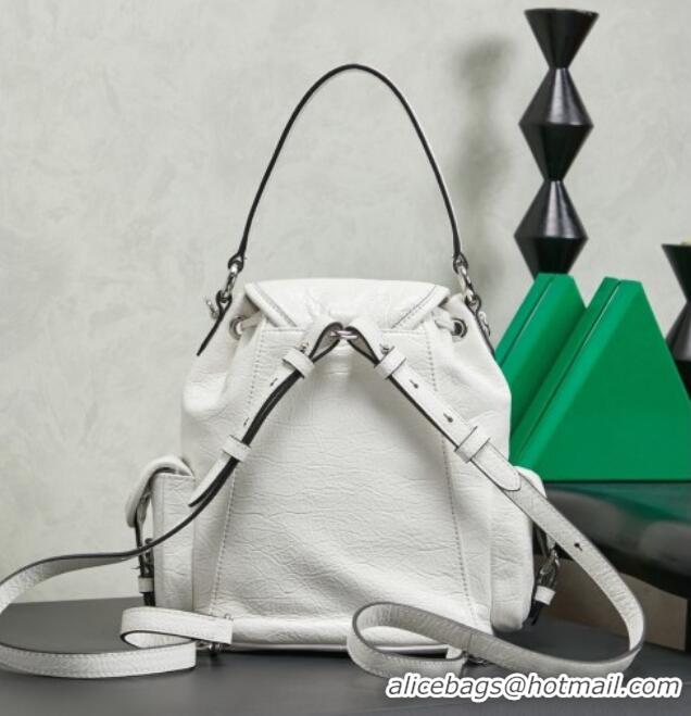 Sophisticated Discount Miu Miu Crinkle Leather Backpack 5BZ043 White 2026