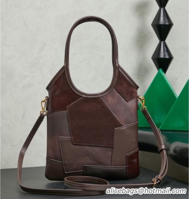 Modern Classic Miu Miu Ivy Leather & Suede Handbag 5BA281 Dark Brown 2026