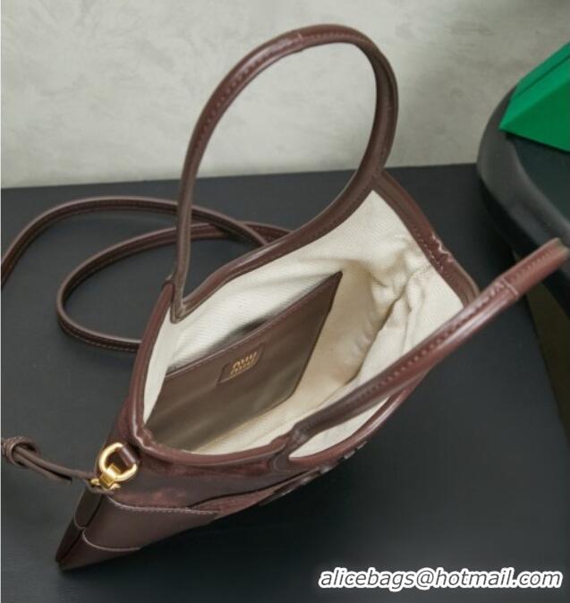 Modern Classic Miu Miu Ivy Leather & Suede Handbag 5BA281 Dark Brown 2026