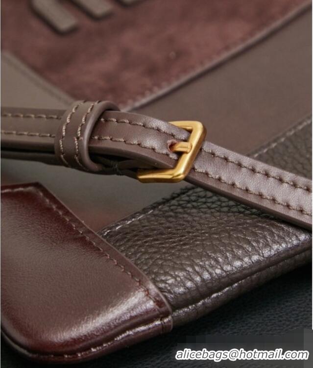 Modern Classic Miu Miu Ivy Leather & Suede Handbag 5BA281 Dark Brown 2026