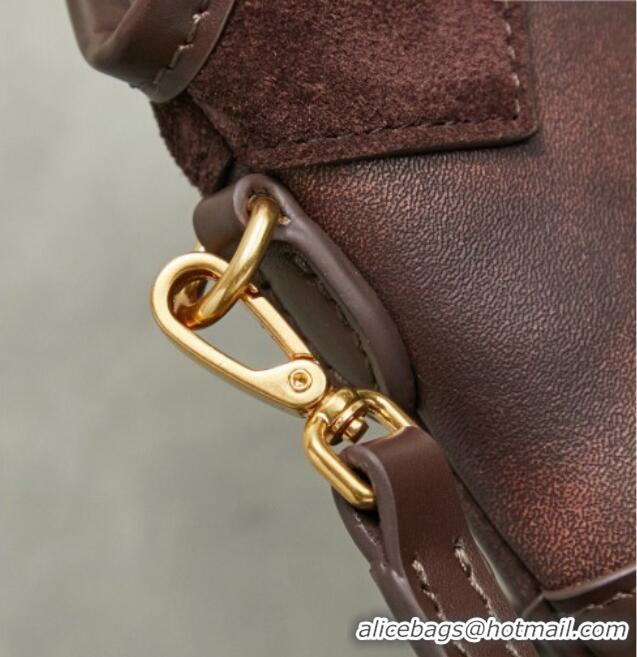 Modern Classic Miu Miu Ivy Leather & Suede Handbag 5BA281 Dark Brown 2026