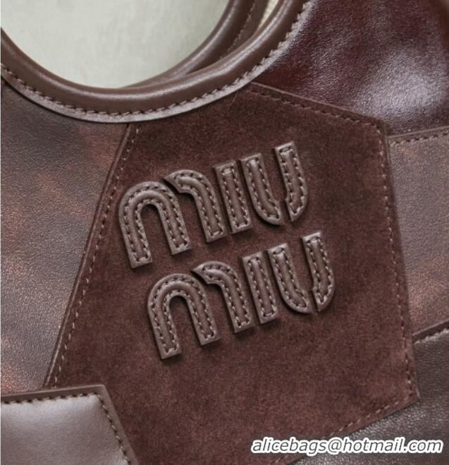 Modern Classic Miu Miu Ivy Leather & Suede Handbag 5BA281 Dark Brown 2026