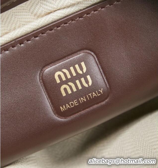 Modern Classic Miu Miu Ivy Leather & Suede Handbag 5BA281 Dark Brown 2026
