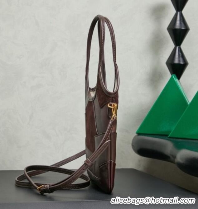 Modern Classic Miu Miu Ivy Leather & Suede Handbag 5BA281 Dark Brown 2026