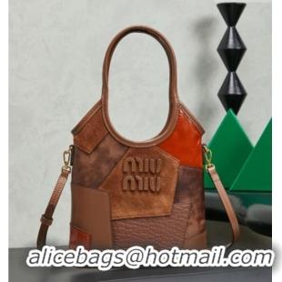Best Product Miu Miu Ivy Leather & Suede Handbag 5BA281 Brown 2026