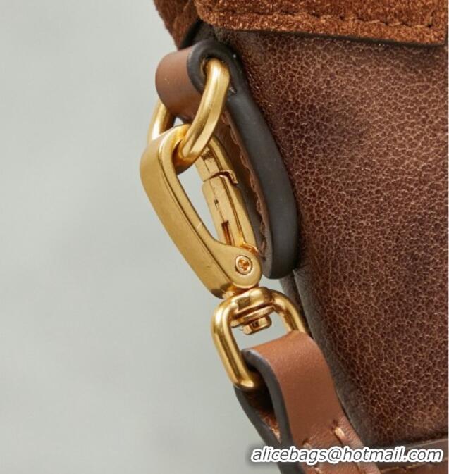 Best Product Miu Miu Ivy Leather & Suede Handbag 5BA281 Brown 2026