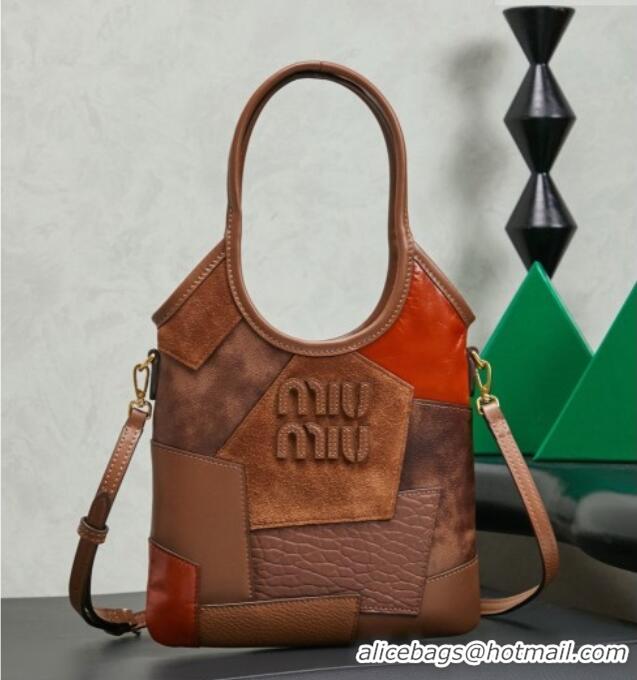 Best Product Miu Miu Ivy Leather & Suede Handbag 5BA281 Brown 2026