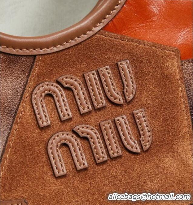 Best Product Miu Miu Ivy Leather & Suede Handbag 5BA281 Brown 2026