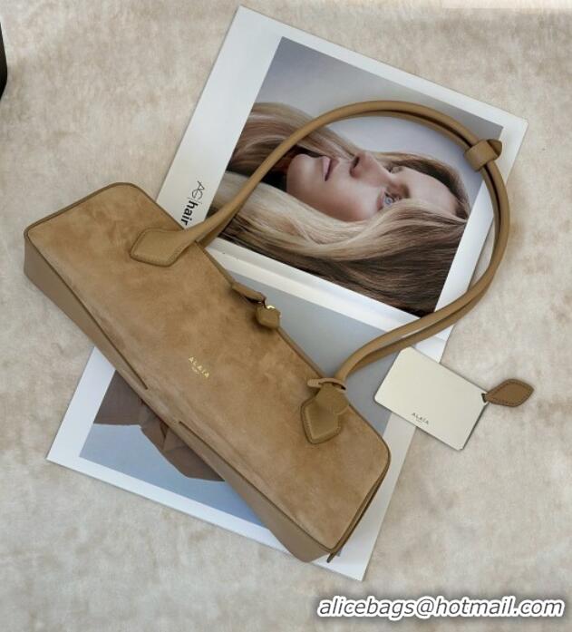 Buy Grade Alaia Le Tecket Medium Long Shoulder bag in Suede 8815M Beige 2026