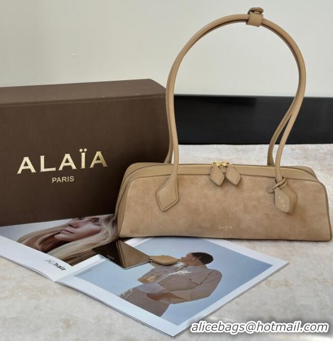 Buy Grade Alaia Le Tecket Medium Long Shoulder bag in Suede 8815M Beige 2026