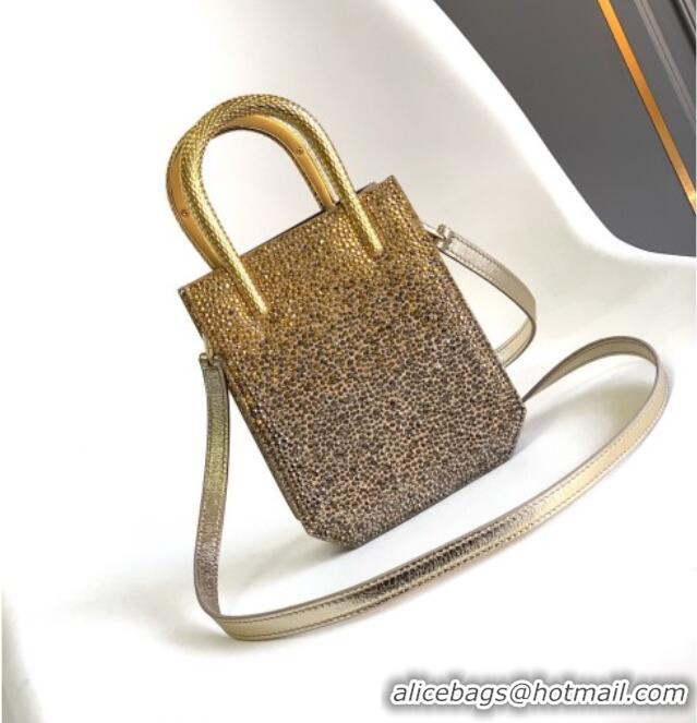 Best Product Bvlgari Serpentine Mini Tote bag in Suede and Crystals 403049 Gold/Grey 2026