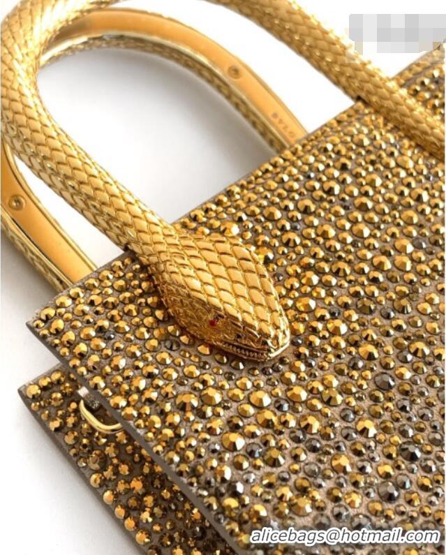 Best Product Bvlgari Serpentine Mini Tote bag in Suede and Crystals 403049 Gold/Grey 2026