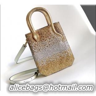 Fashion Cheap Bvlgari Serpentine Mini Tote bag in Suede and Crystals 403049 Gold/Silver 2026