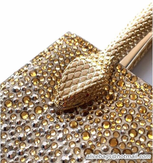 Fashion Cheap Bvlgari Serpentine Mini Tote bag in Suede and Crystals 403049 Gold/Silver 2026