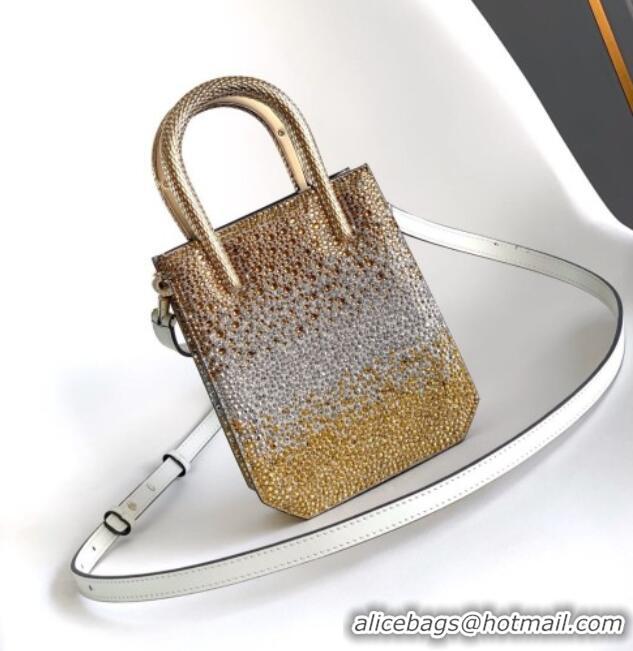 Fashion Cheap Bvlgari Serpentine Mini Tote bag in Suede and Crystals 403049 Gold/Silver 2026