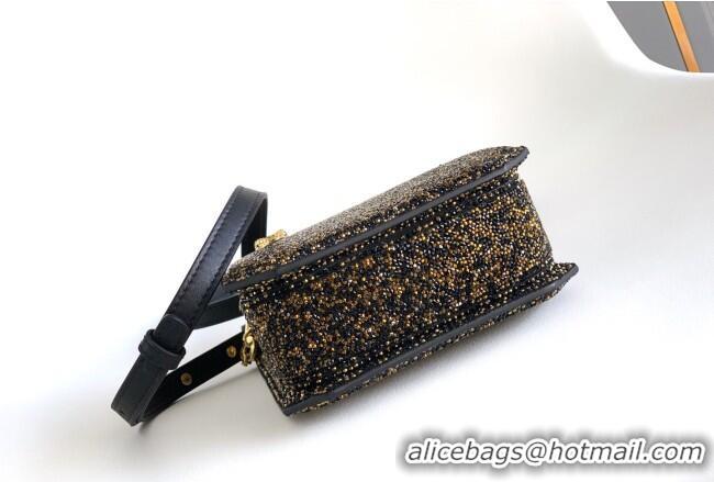 Good Price Bvlgari Serpentine Mini Tote bag in Suede and Crystals 403049 Black/Gold 2026