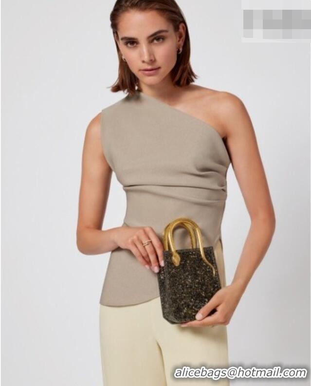 Good Price Bvlgari Serpentine Mini Tote bag in Suede and Crystals 403049 Black/Gold 2026