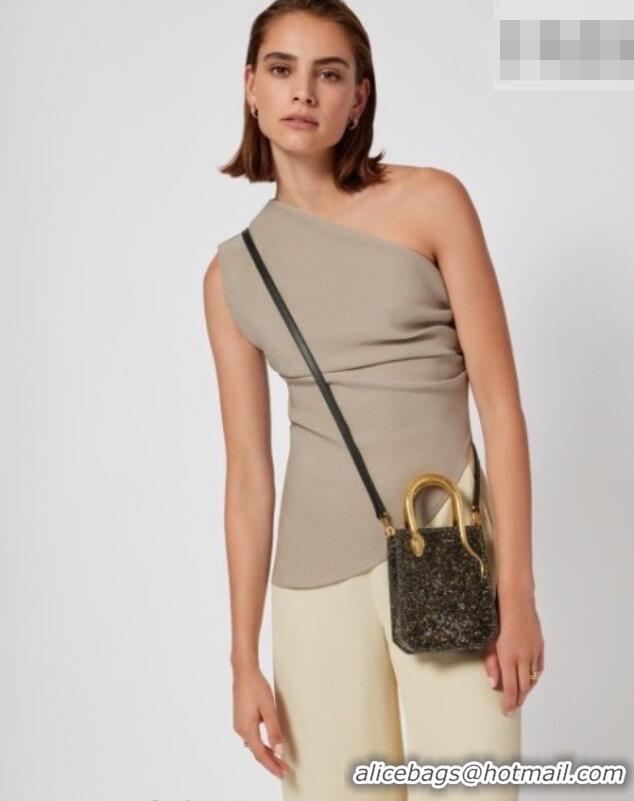 Good Price Bvlgari Serpentine Mini Tote bag in Suede and Crystals 403049 Black/Gold 2026