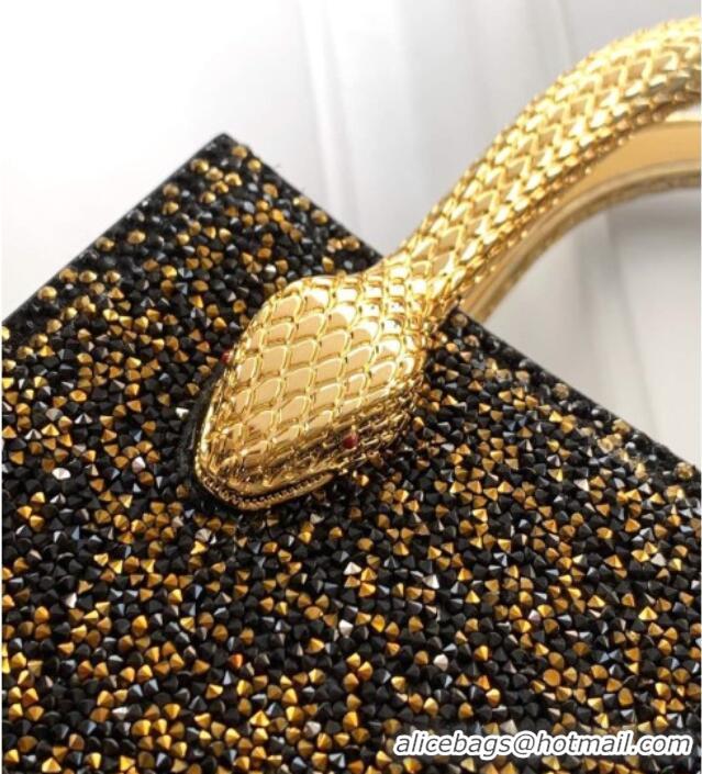 Good Price Bvlgari Serpentine Mini Tote bag in Suede and Crystals 403049 Black/Gold 2026